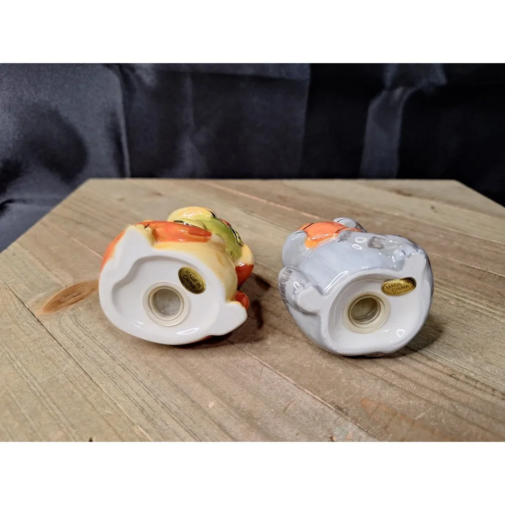 Vintage Ursula Dodge Ceramic Cat Salt and Pepper Shakers Set with Fish